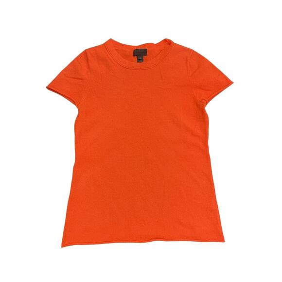 J. Crew Collection Tops - J. Crew Collection Italian Cashmere Orange Short Sleeve Blouse Size Small Chic